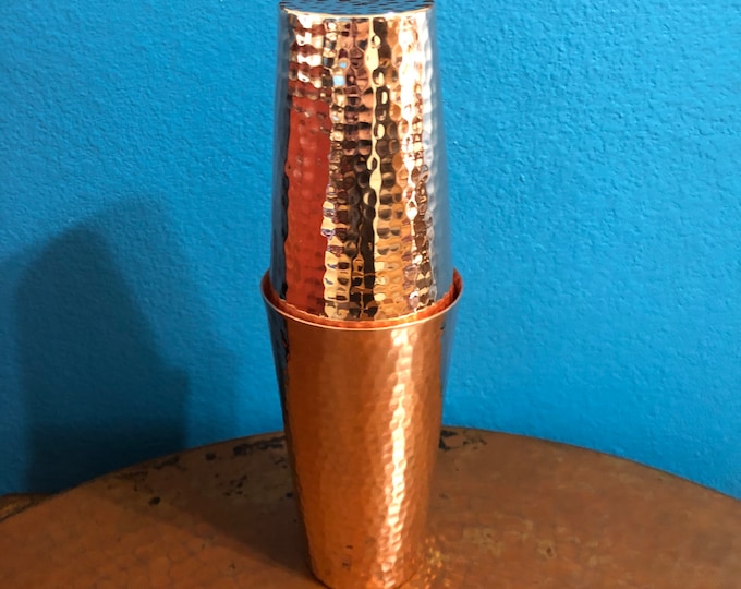 Pure Hammered Copper Boston Cocktail Shaker