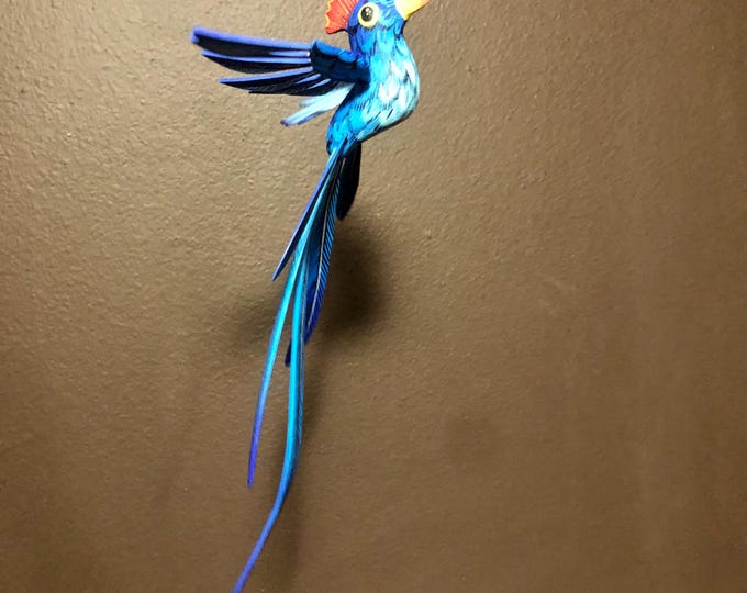 Alebrije Exotic Quetzal Bird Wood Carving by Roberto and Esperanza Martinez
