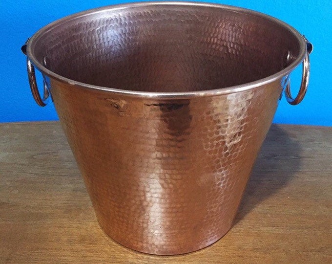 Hammered Copper wine bottle chiller / ice bucket (10" diameter)