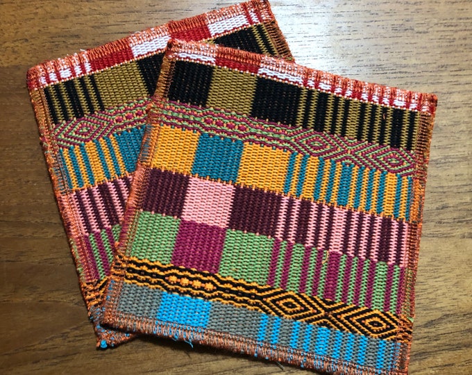 Handwoven Cotton Coaster Set from Otavalo, Ecuador- 5.25” x 5.25” (Set of 2)