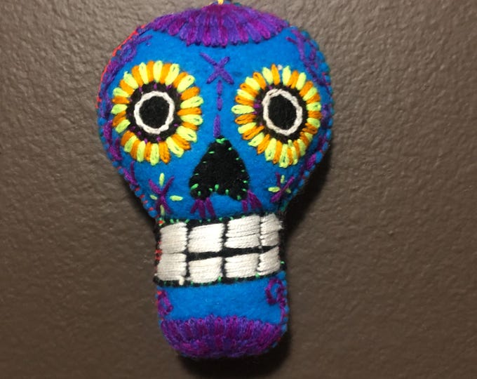Hand Sewn Stuffed Calavera Plush Toy Hanging Ornament