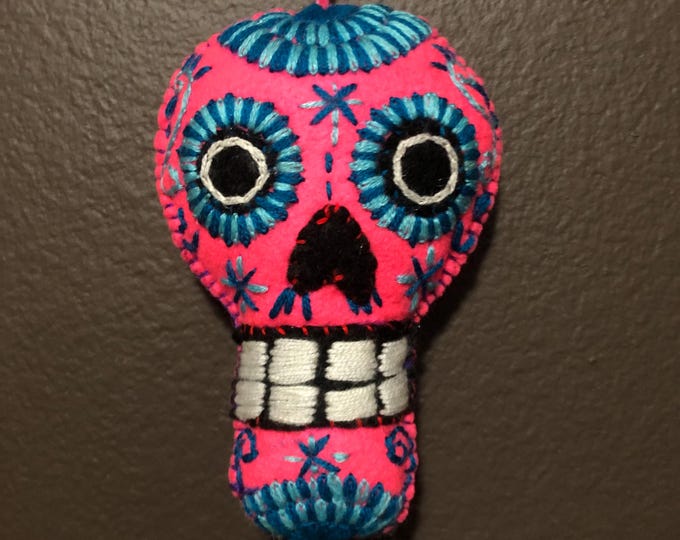 Hand Sewn Stuffed Calavera Plush Toy Hanging Ornament