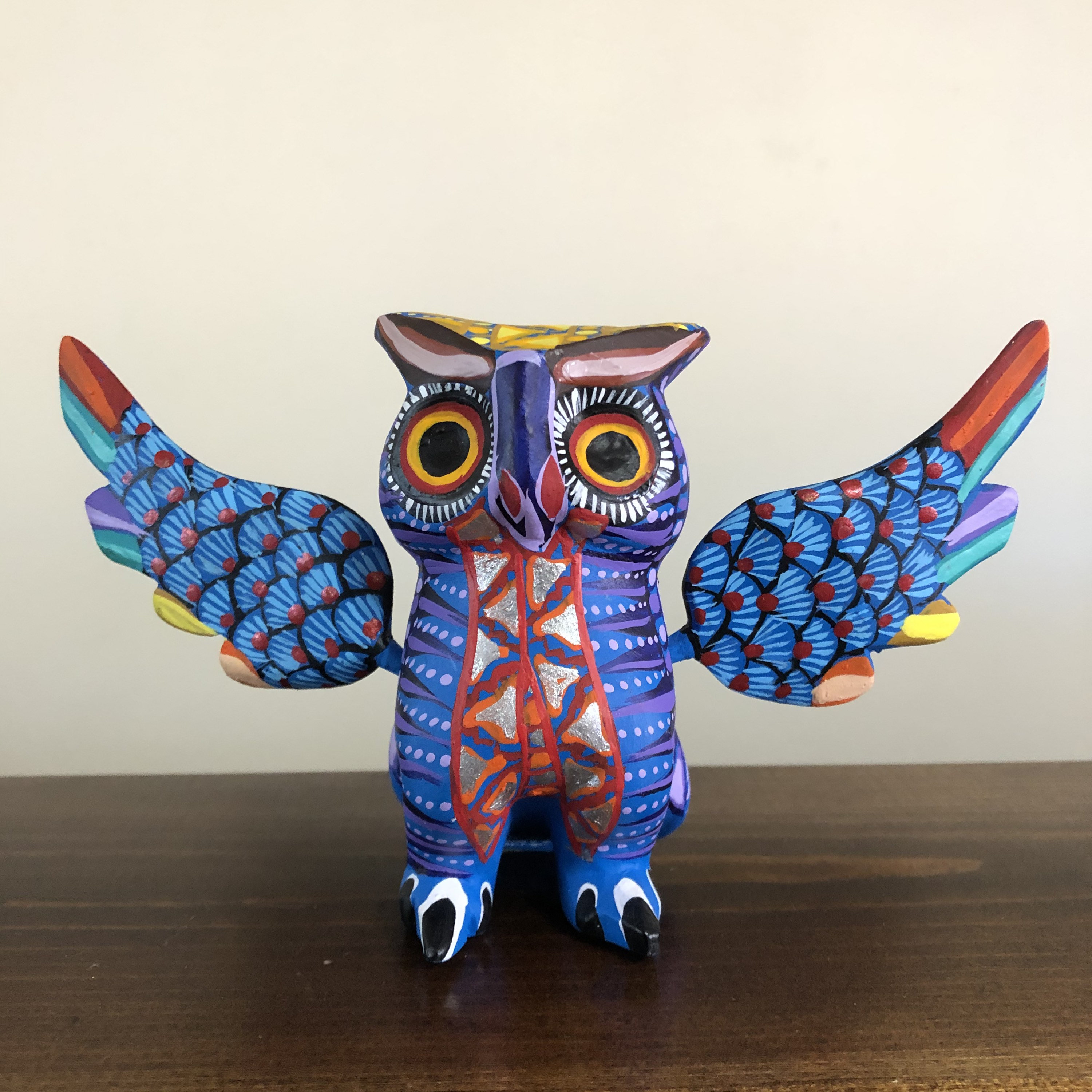 Alebrije Owl Handcrafted Wood Carving by Zeny Fuentes & Reyna Piña from