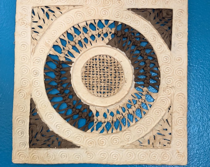 Handmade Amate Bark Paper Wall Art from Mexico (11 3/4" x 11 3/4")