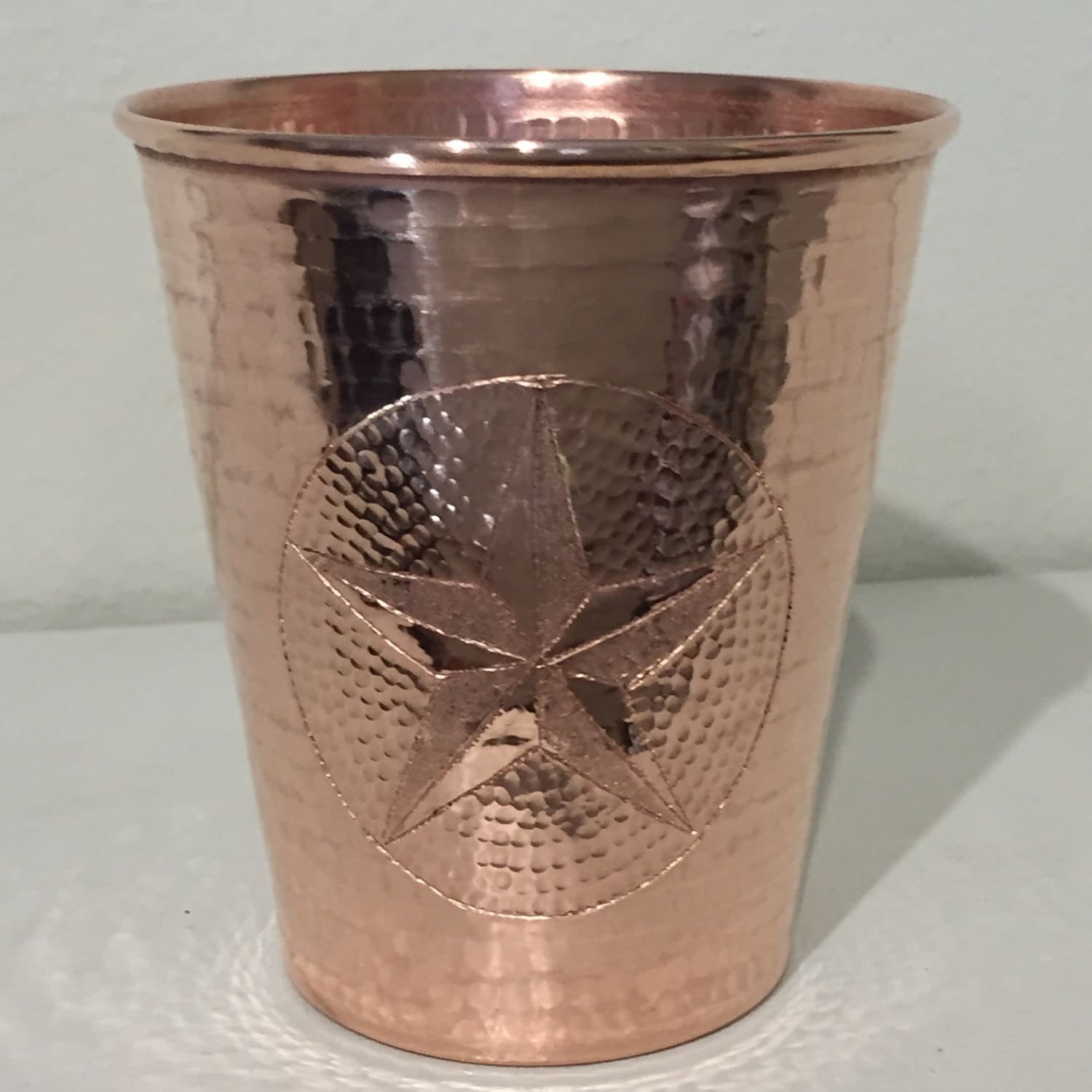 18oz Moscow Mule Hammered Copper Tumbler w/ Texas Star engraving, tapered