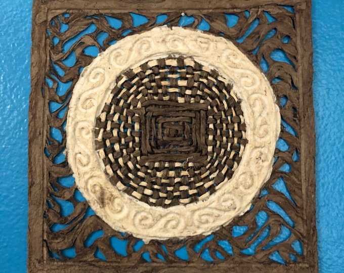 Handmade Amate Paper Wall Art from Mexico (7 3/4” x 7 3/4”)