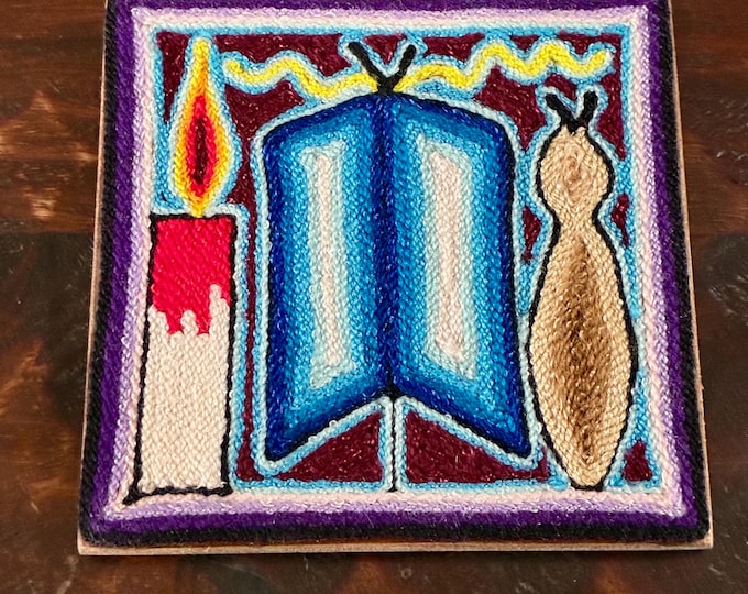 Huichol Yarn Art Nierika (4” x 4”) from Nayarit, Mexico