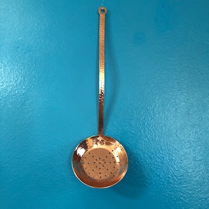 Pure Hammered Copper Strainer Skimmer Ladle