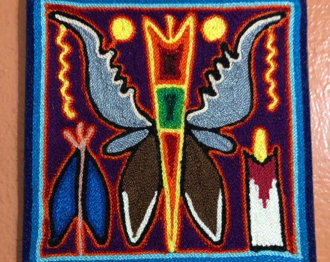 Huichol Yarn Painting from Nayarit, Mexico (5.75” x 5.75”)