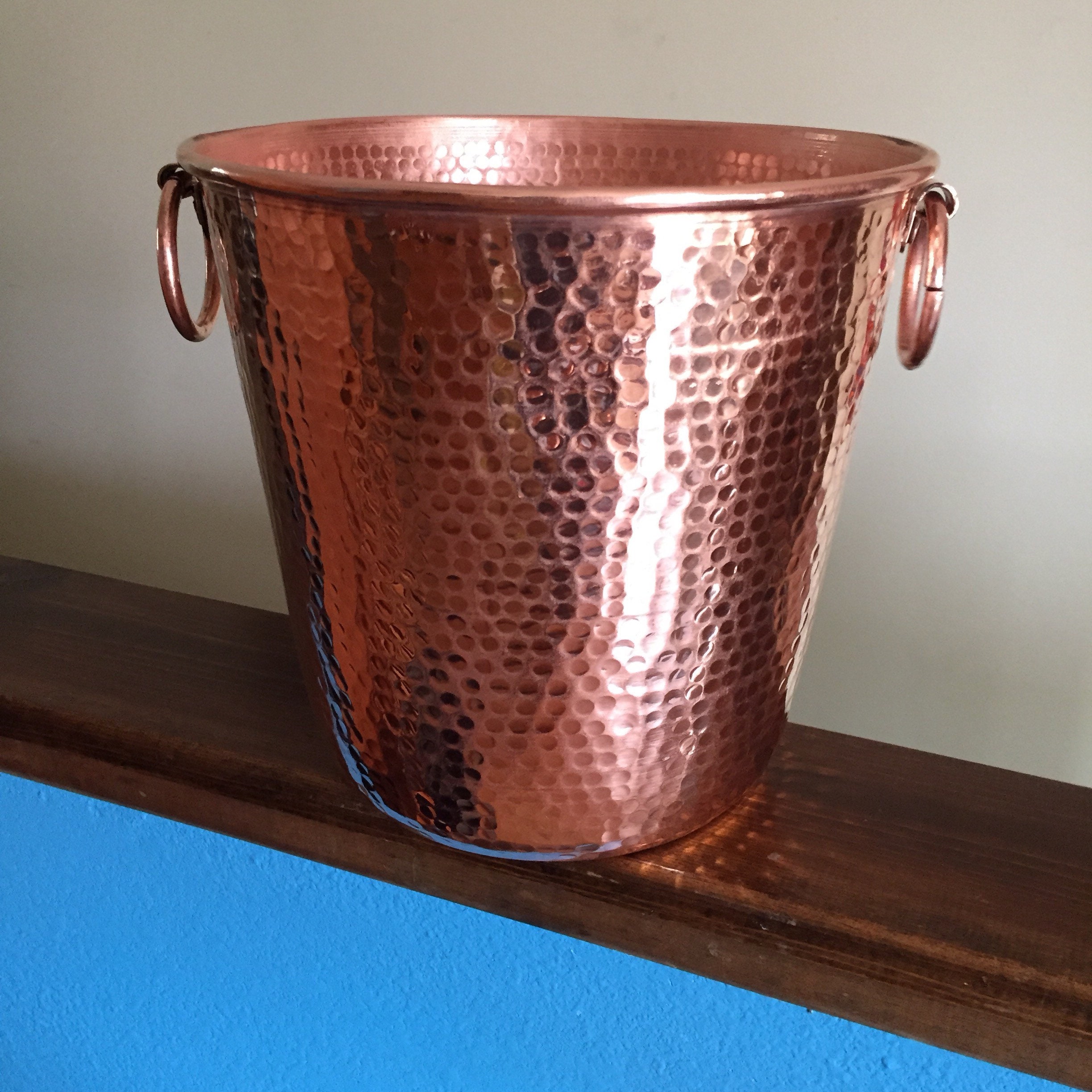 Hammered Copper wine bottle chiller / ice bucket (10 1/2 diameter)