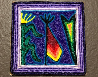 Huichol Yarn Art Nierika (4” x 4”) from Nayarit, Mexico