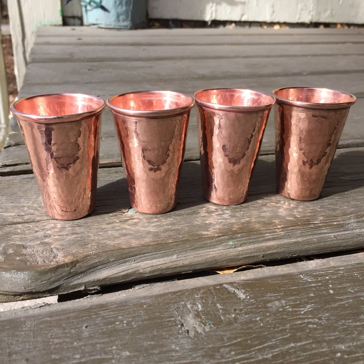 4pack of 2oz pure hammered copper shot glass