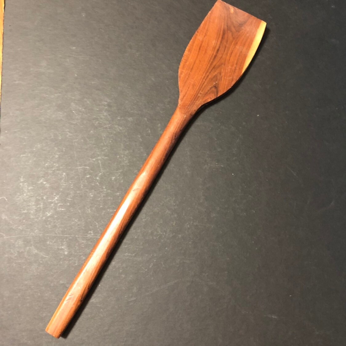 Hand carved wood spatula made with Guamuchil wood from Mexico