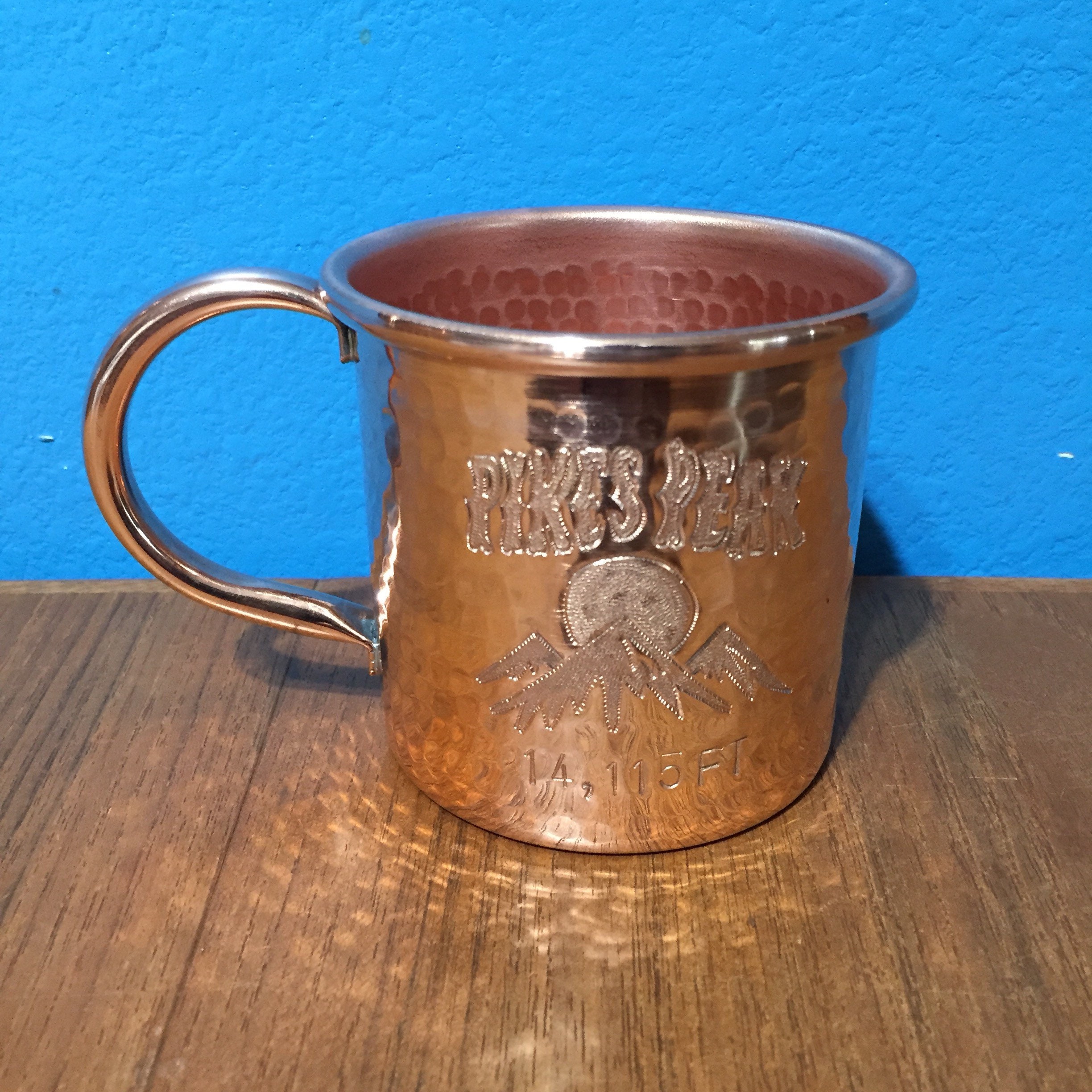 12oz Handcrafted Moscow Mule Pure Copper Hammered Mug w/ Pikes Peak