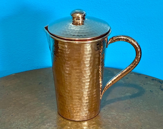 Hammered Copper Pitcher with lid - 1.5 L capacity, 100% pure copper