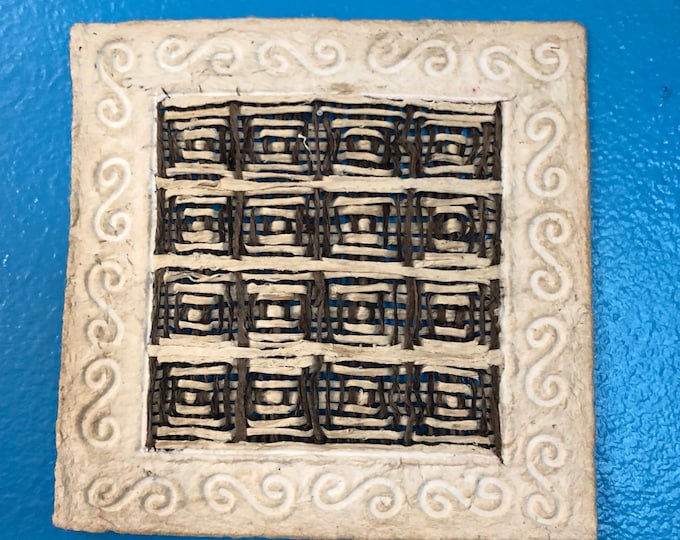 Handmade Amate Paper Wall Art from Mexico (8” x 8”)