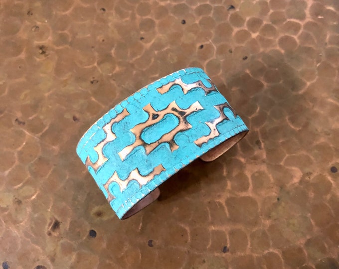 Hand Hammered Turquoise Copper Cuff Bracelet