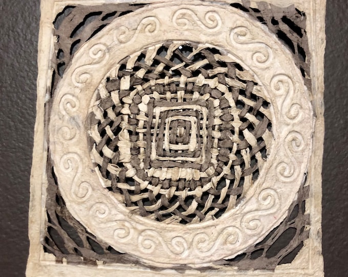 Handmade Amate Paper Wall Art from Mexico (8” x 8”)