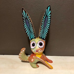 Alebrije Rabbit Wood Carving by Esperanza Martinez from Oaxaca, Mexico.