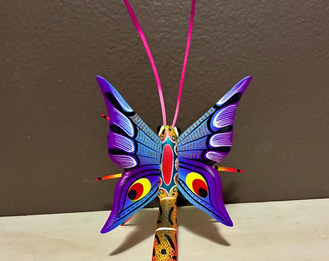 Alebrije Butterfly Handcrafted Wood Carving by Zeny Fuentes & Reyna Piña from Oaxaca, Mexico.
