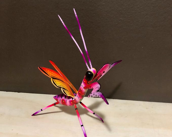 Alebrije Praying Mantis Handcrafted Wood Carving by Zeny Fuentes & Reyna Piña from Oaxaca, Mexico.