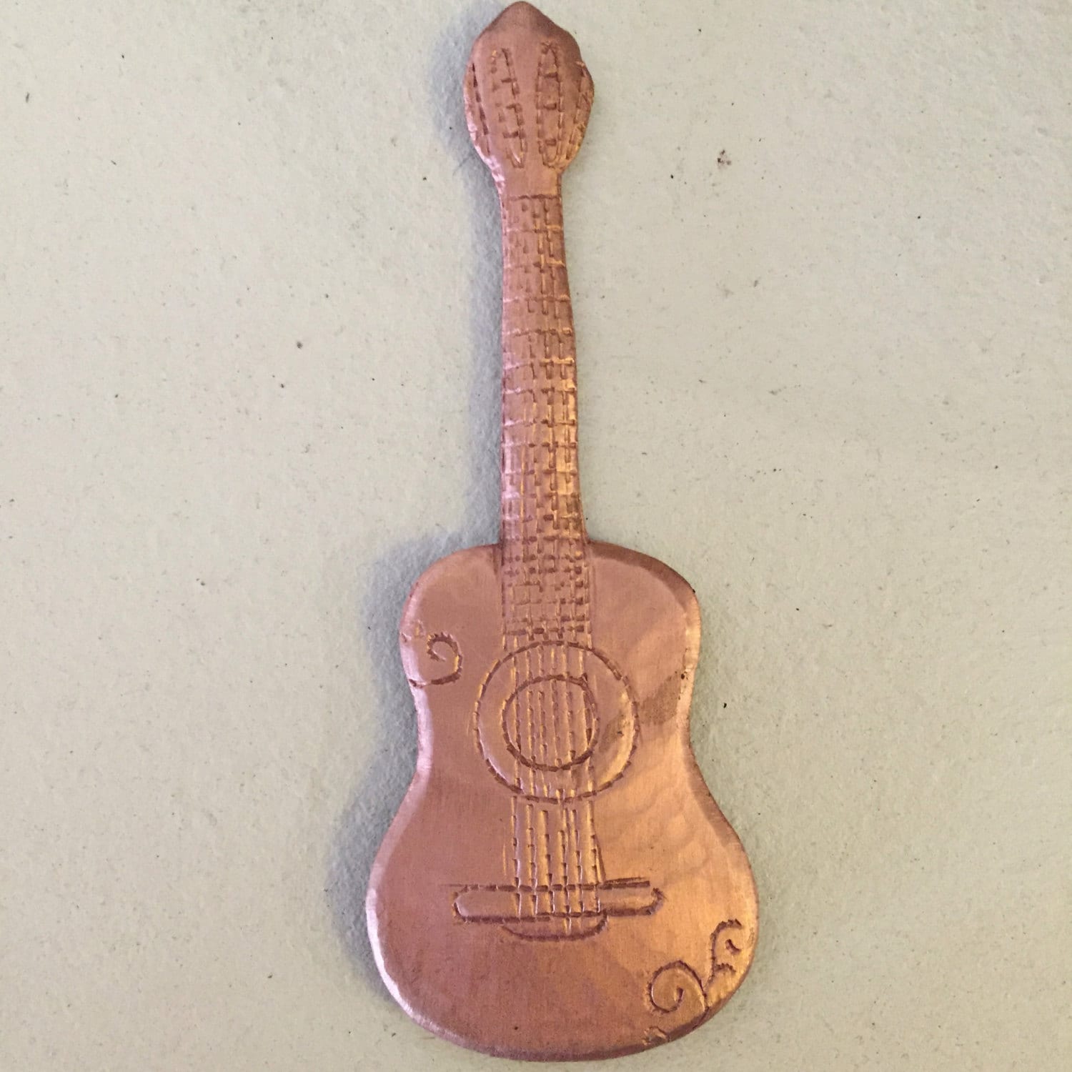 Handcrafted Pure Hammered Copper Guitar Fridge