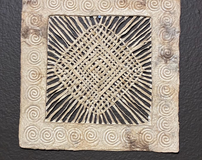 Handmade Amate Bark Paper Wall Art: Braided Detail, Natural Tones