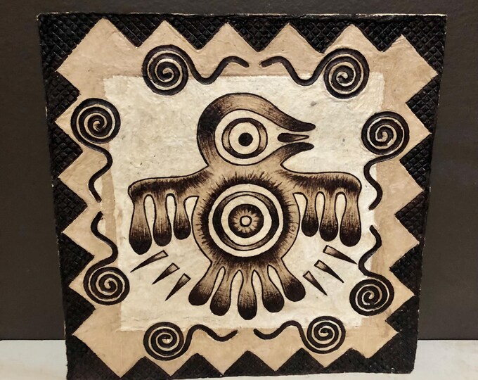 Handmade Amate Paper Wall Art from Mexico (11 3/4” x 11 3/4”)