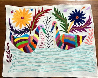 Hand Embroidered Otomi Placemat: Mexican Folk Art Decor (17" x 13")