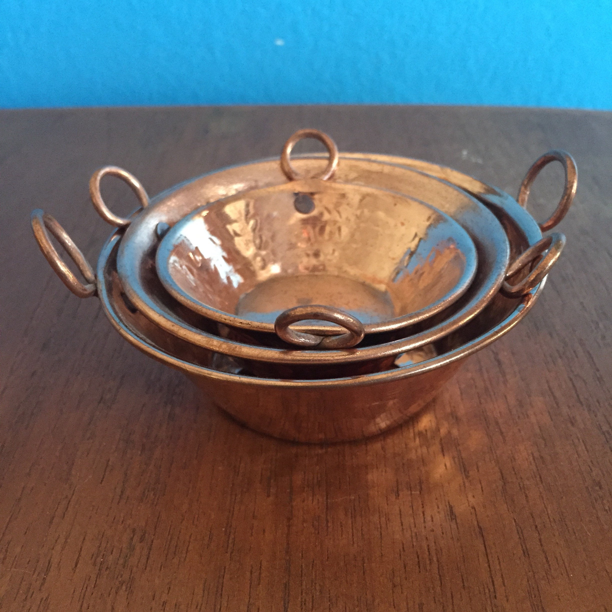 Hammered Copper 3Piece Tray Set