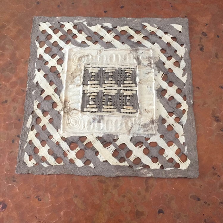Handmade Amate Paper Wall Art with woven design