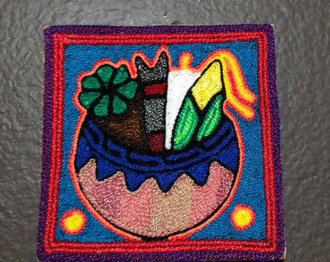 Huichol Yarn Art Nierika (10cm x 10cm) from Nayarit, Mexico