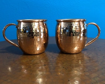 2-pack of 16oz Moscow Mule Hammered Copper Barrel Mugs