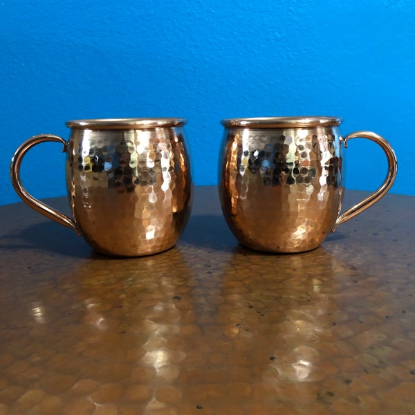 2-pack of 16oz Moscow Mule Hammered Copper Barrel Mugs