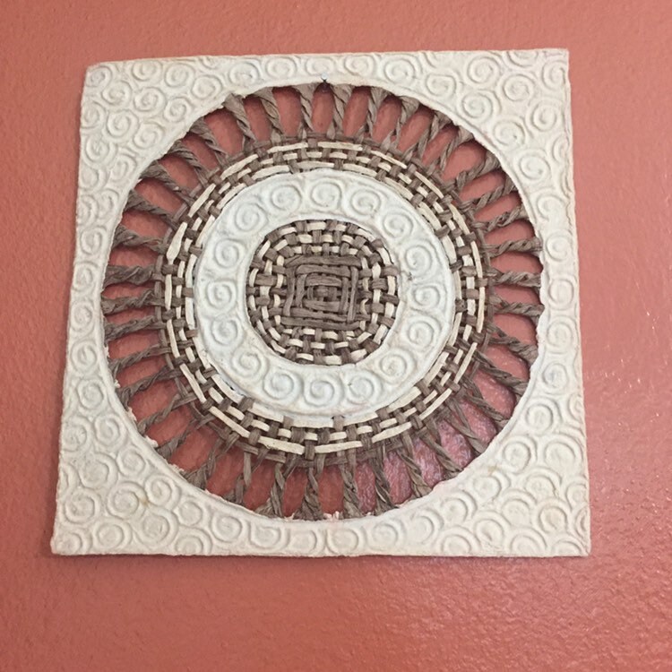 Handmade Amate Paper Wall Art with woven design