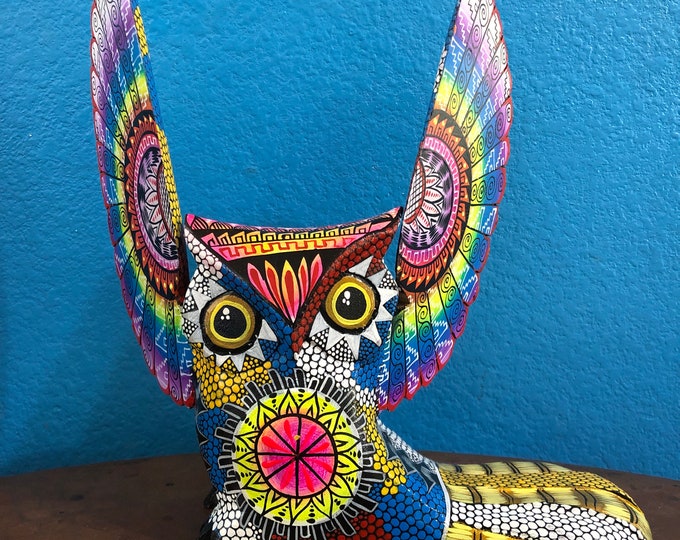 Alebrije Owl Wood Carving by Roberto and Esperanza Martinez from Oaxaca, Mexico.