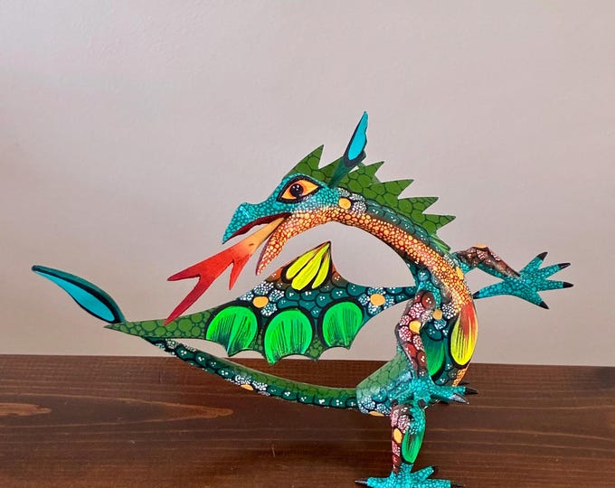 Hand Carved Wood Alebrije Dragon by Esperanza Martinez