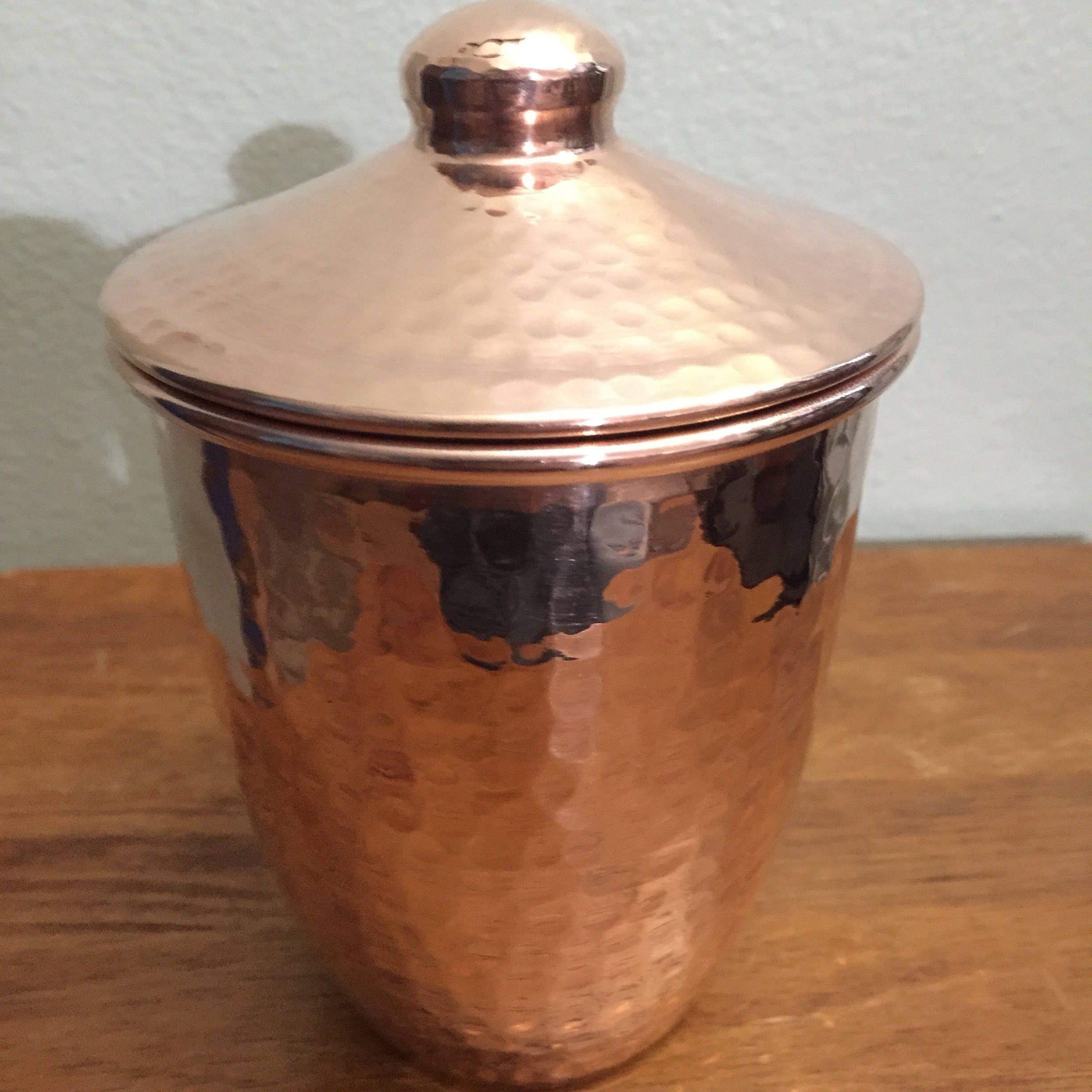 Hammered Copper Canister with Lid (4x6)