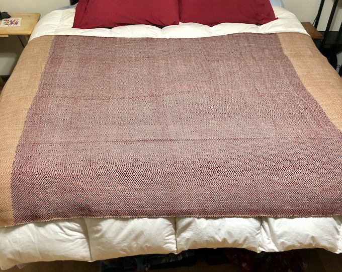 Handwoven Wool Blanket from Otavalo, Ecuador- 90” x 60”