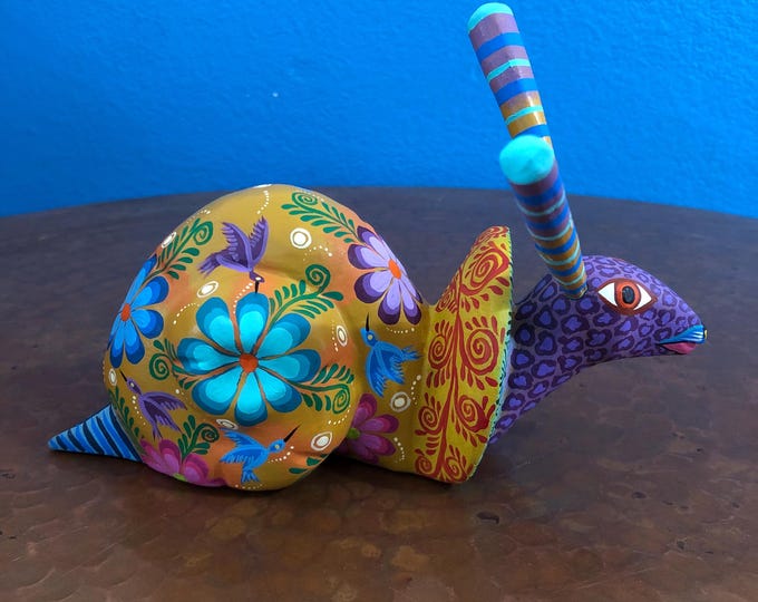 Alebrije Snail Handcrafted Wood Carving by Zeny Fuentes & Reyna Piña from Oaxaca, Mexico.