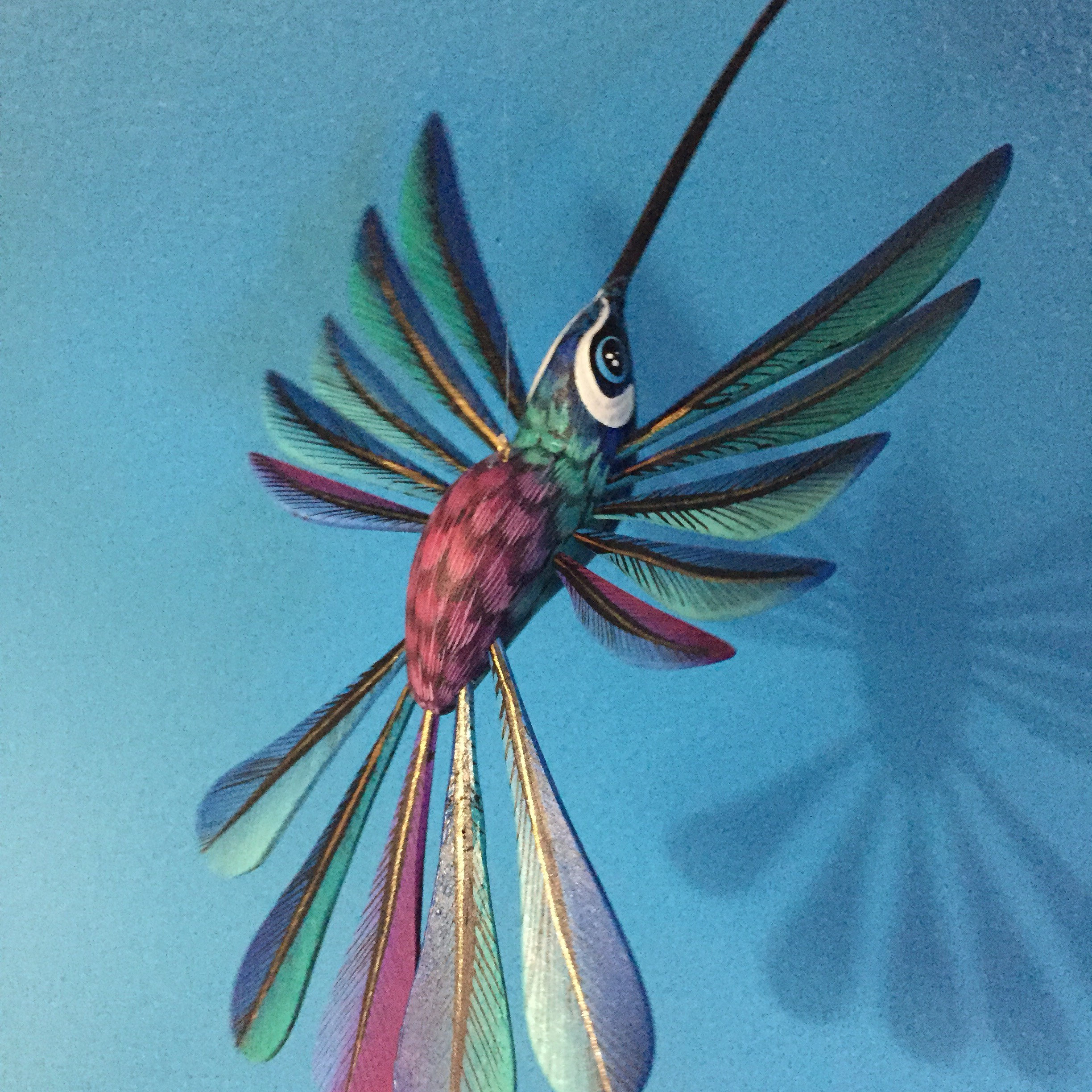 Alebrije Blue Hummingbird by Roberto and Esperanza Martinez