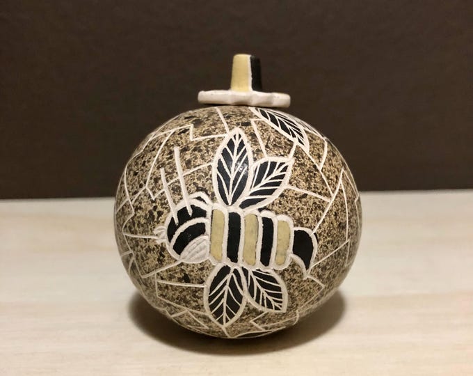 Mata Ortiz Ceramic Olla with Bee Shaped Lid by Gabriela Corona (Chihuahua, Mexico)