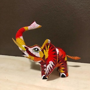 Handcrafted Alebrije Elephant Woodcarving by Esperanza and Roberto Martinez from Oaxaca, Mexico