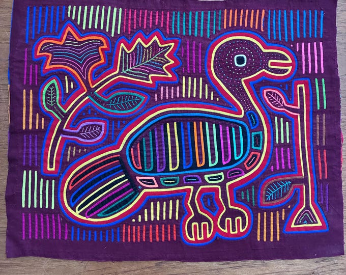 Authentic Guna (Kuna) Mola Textile Art Panel - Hand-Stitched Reverse Appliqué