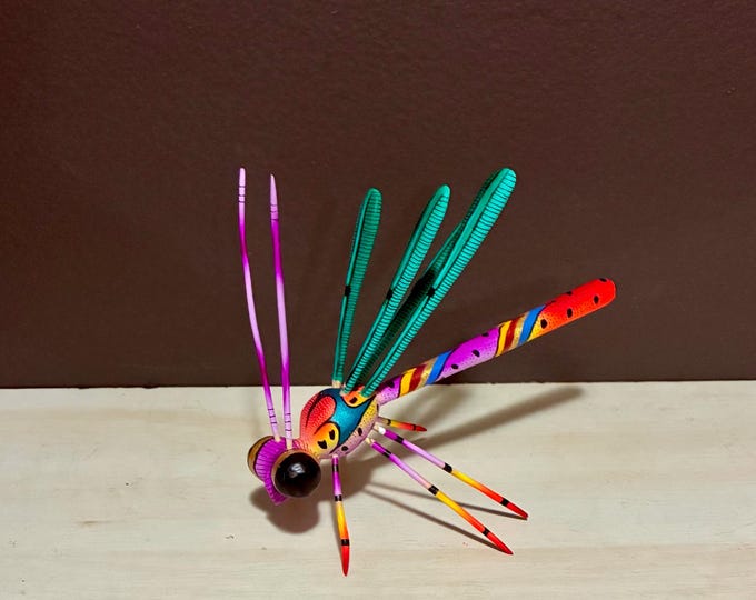 Alebrije Dragonfly Handcrafted Wood Carving by Zeny Fuentes & Reyna Piña from Oaxaca, Mexico.
