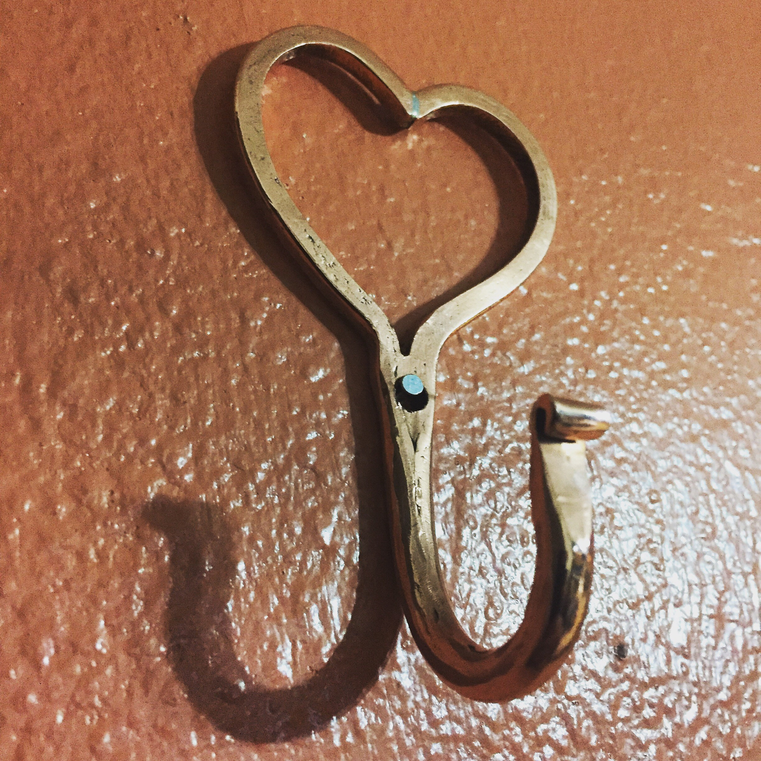 Handcrafted Pure Copper Heart Shaped Coat Hook Decorative Key Hook