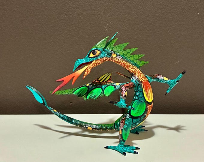 Hand Carved Wood Alebrije Dragon by Esperanza Martinez