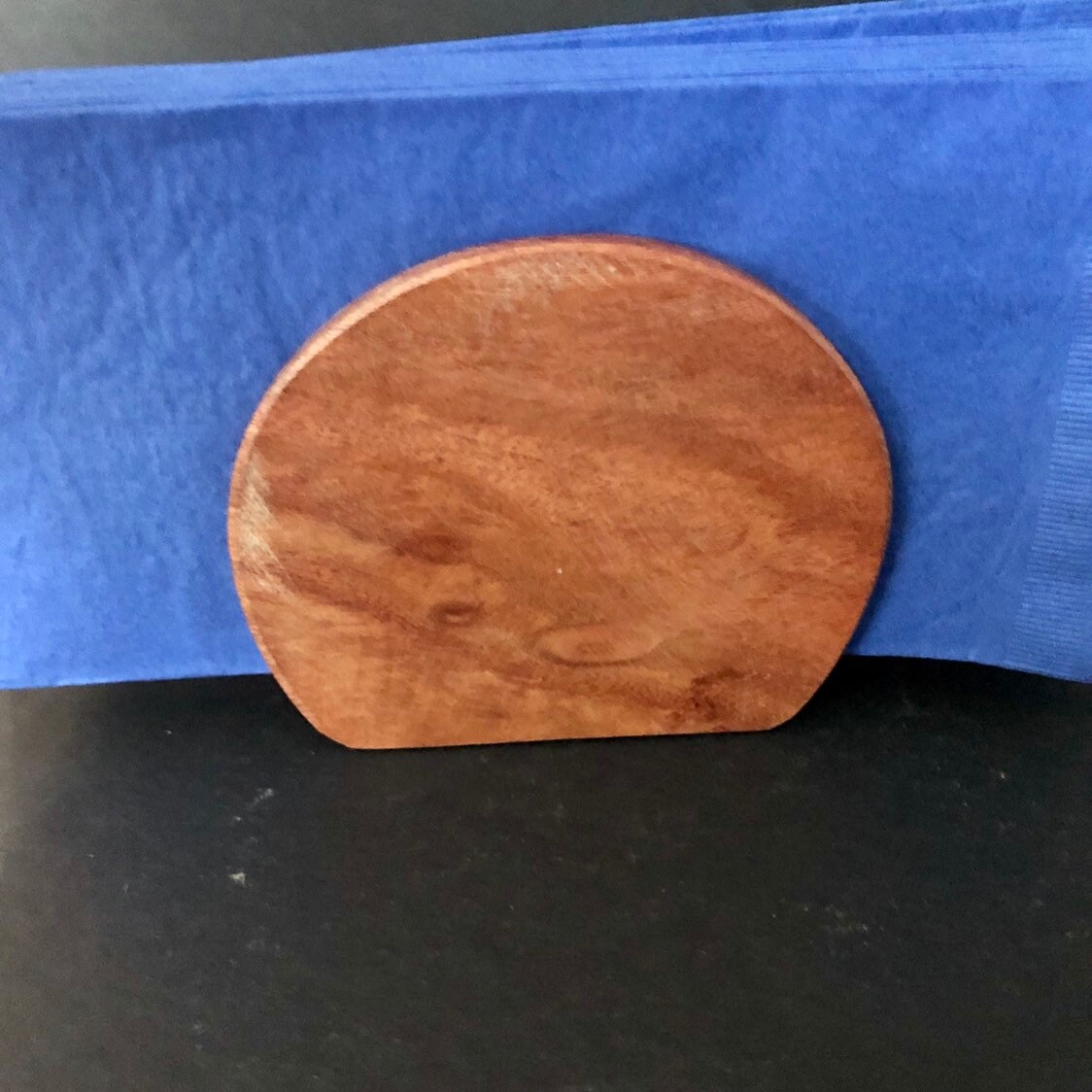 Hand carved wood napkin holder made with Guamuchil wood from Mexico