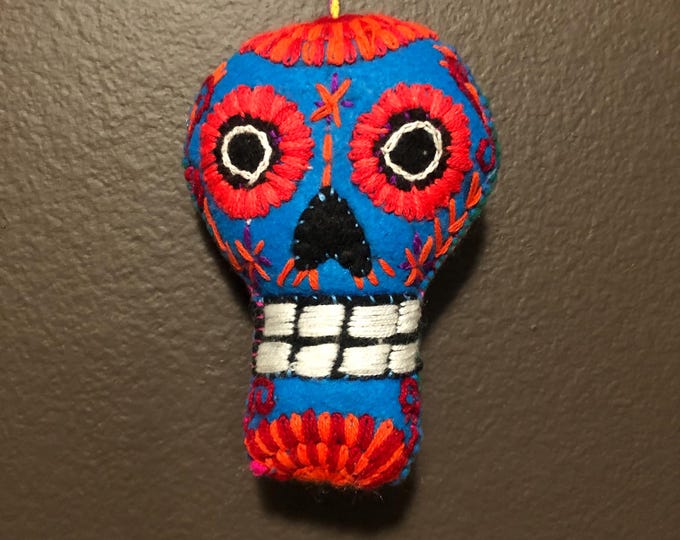 Hand Sewn Stuffed Calavera Plush Toy Hanging Ornament