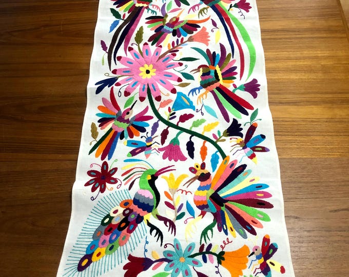 Otomí hand embroidered table centerpiece (approx. 37" x 17") - multi-color